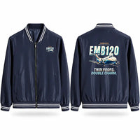 Thumbnail for Embraer EMB 120 Brasilia Stylish Jackets - Baseball Collar - Cartoon - Navy Blue