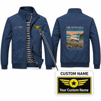 Thumbnail for Embraer EMB 120 Brasilia Stylish Jackets - Stand Collar - Poster + Name - Navy Blue