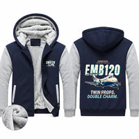 Thumbnail for Embraer EMB 120 Brasilia Zipped Sweatshirts - Cartoon - Navy & Gray