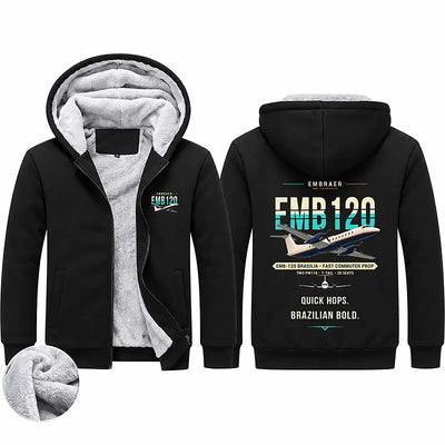 Embraer EMB 120 Brasilia Zipped Sweatshirts - Original - Black