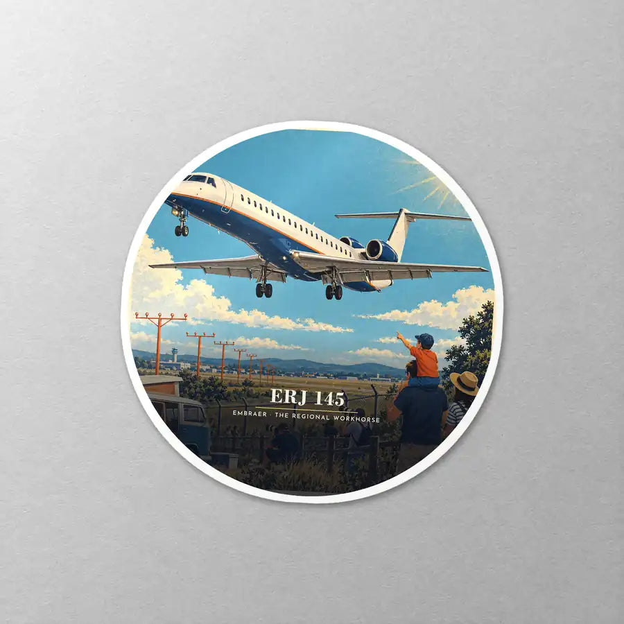 Embraer ERJ145 - 3D - Circle Sticker - Close-up