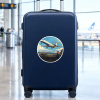 Thumbnail for Embraer ERJ145 - 3D + Name - Circle Sticker - Suitcase