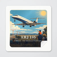Thumbnail for Embraer ERJ145 - 3D - Square Sticker - Peel
