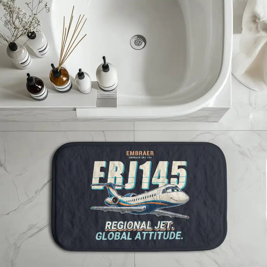 Embraer ERJ145 - Cartoon - Bath Mat