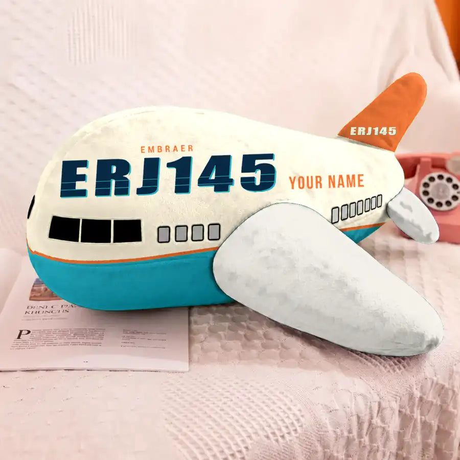 Embraer ERJ145 - Cartoon + Name - Airplane Pillow