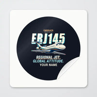 Thumbnail for Embraer ERJ145 - Cartoon + Name - Circle Sticker - Peel