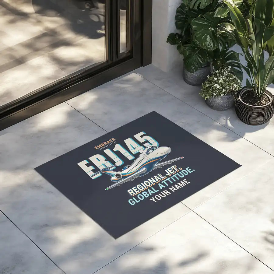 Embraer ERJ145 - Cartoon + Name - Door Mat