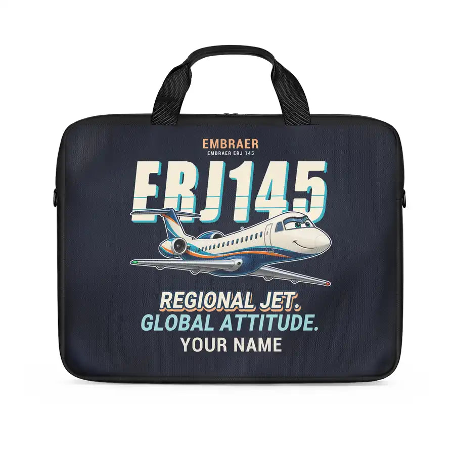 Embraer ERJ145 - Cartoon + Name - Laptop Bag