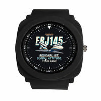 Thumbnail for Embraer ERJ145 - Cartoon + Name - Rubber Strap - Black