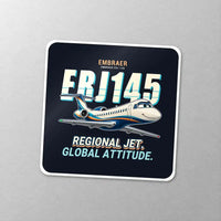 Thumbnail for Embraer ERJ145 - Cartoon - Square Sticker - Close-up