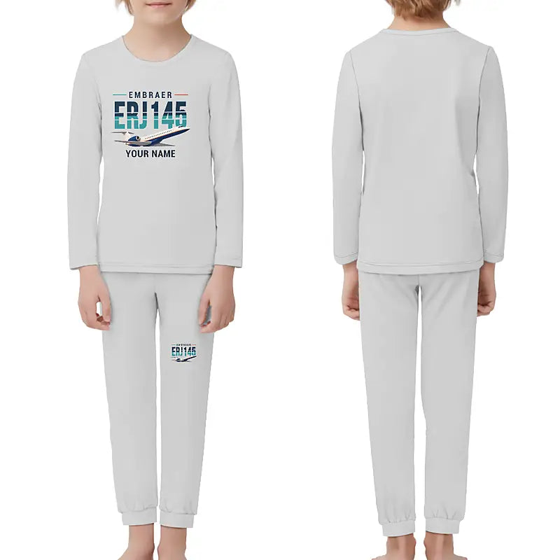 Embraer ERJ145 - Children Pajamas - Original Chest + Name - Light Gray