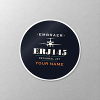 Thumbnail for Embraer ERJ145 - Heritage + Name - Circle Sticker - Close-up