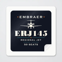 Thumbnail for Embraer ERJ145 - Heritage - Square Sticker - Peel