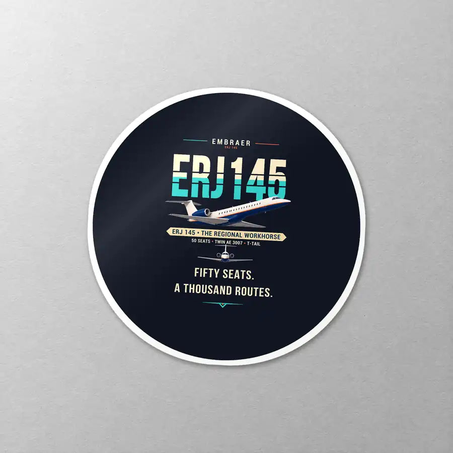 Embraer ERJ145 - Original - Circle Sticker - Close-up