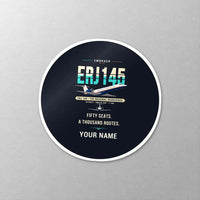 Thumbnail for Embraer ERJ145 - Original + Name - Circle Sticker - Close-up
