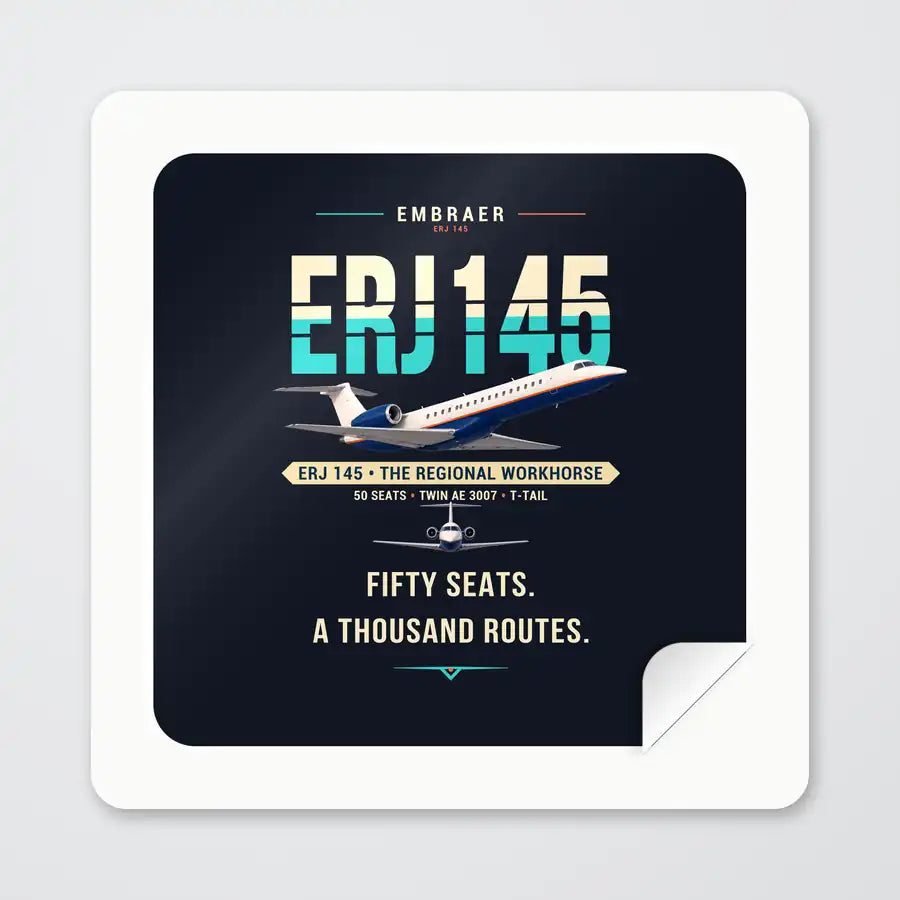 Embraer ERJ145 - Original - Square Sticker - Peel
