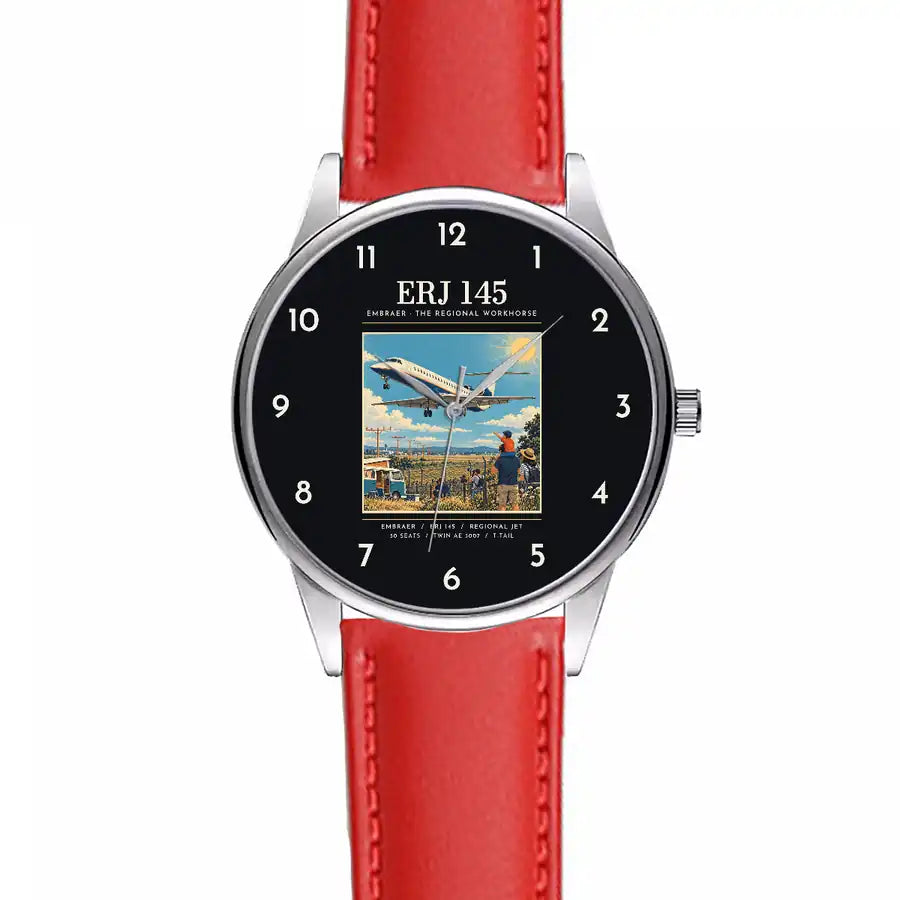 Embraer ERJ145 - Poster - Leather Strap - Red Leather Strap