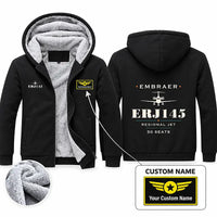Thumbnail for Embraer ERJ145 Zipped Sweatshirts - Heritage + Name - Black