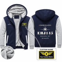 Thumbnail for Embraer ERJ145 Zipped Sweatshirts - Heritage + Name - Navy & Gray