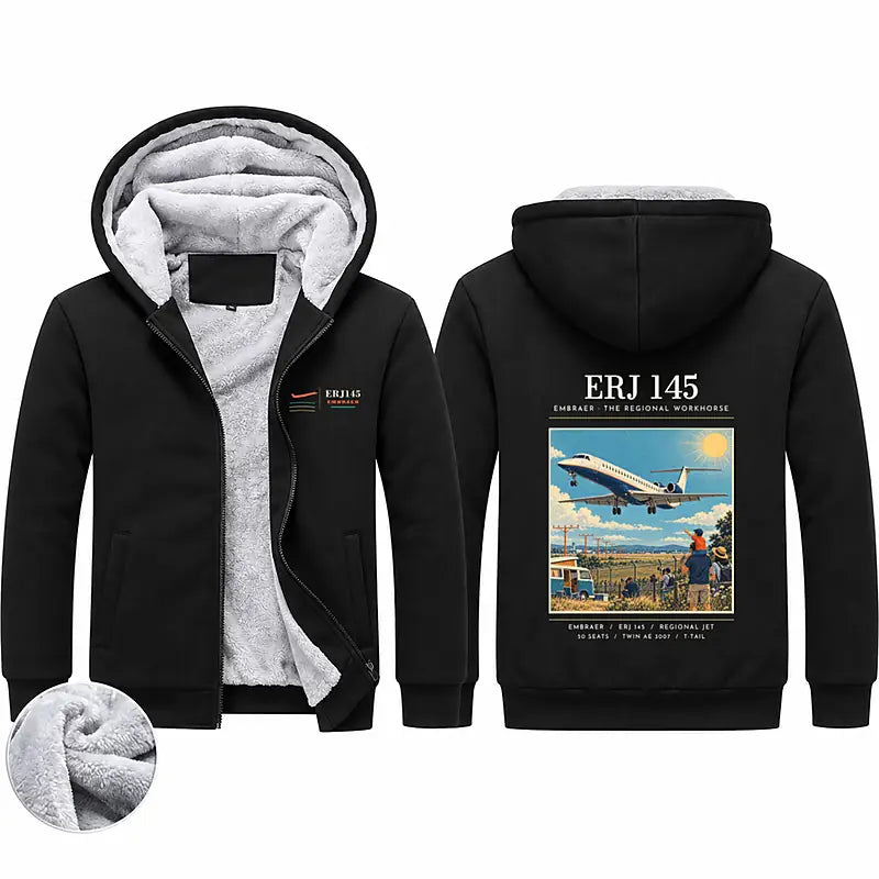 Embraer ERJ145 Zipped Sweatshirts - Poster - Black
