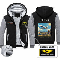 Thumbnail for Embraer ERJ145 Zipped Sweatshirts - Poster + Name - Black & Gray