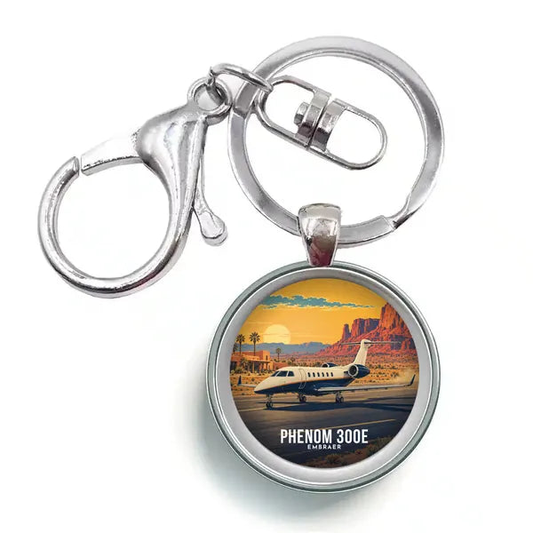 Embraer Phenom 300E - 3D - Circle Key Chain - Full Print