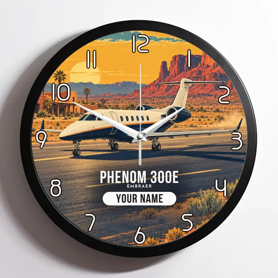 Embraer Phenom 300E - 3D + Name - Framed - Full Print