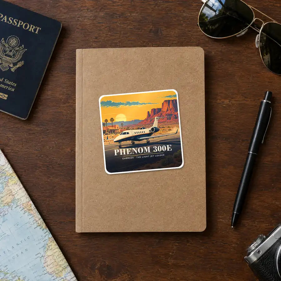 Embraer Phenom 300E - 3D - Square Sticker - Notebook