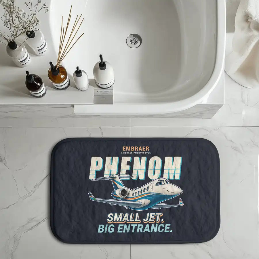 Embraer Phenom 300E - Cartoon - Bath Mat