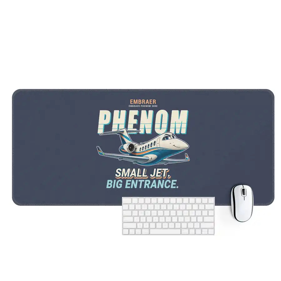 Embraer Phenom 300E - Cartoon - Desk Mat - Navy Blue