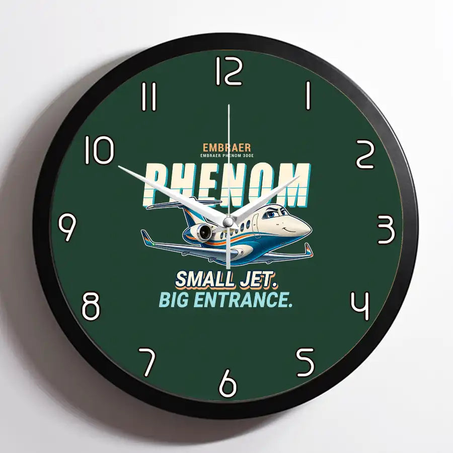 Embraer Phenom 300E - Cartoon - Framed - Dark Green
