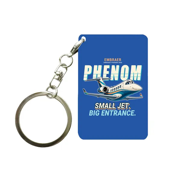 Embraer Phenom 300E - Cartoon - Key Chain - Blue