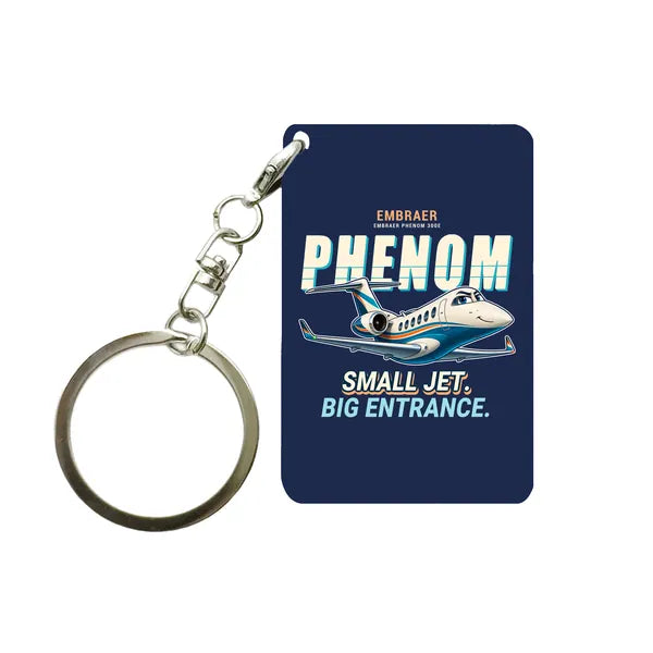 Embraer Phenom 300E - Cartoon - Key Chain - Navy Blue