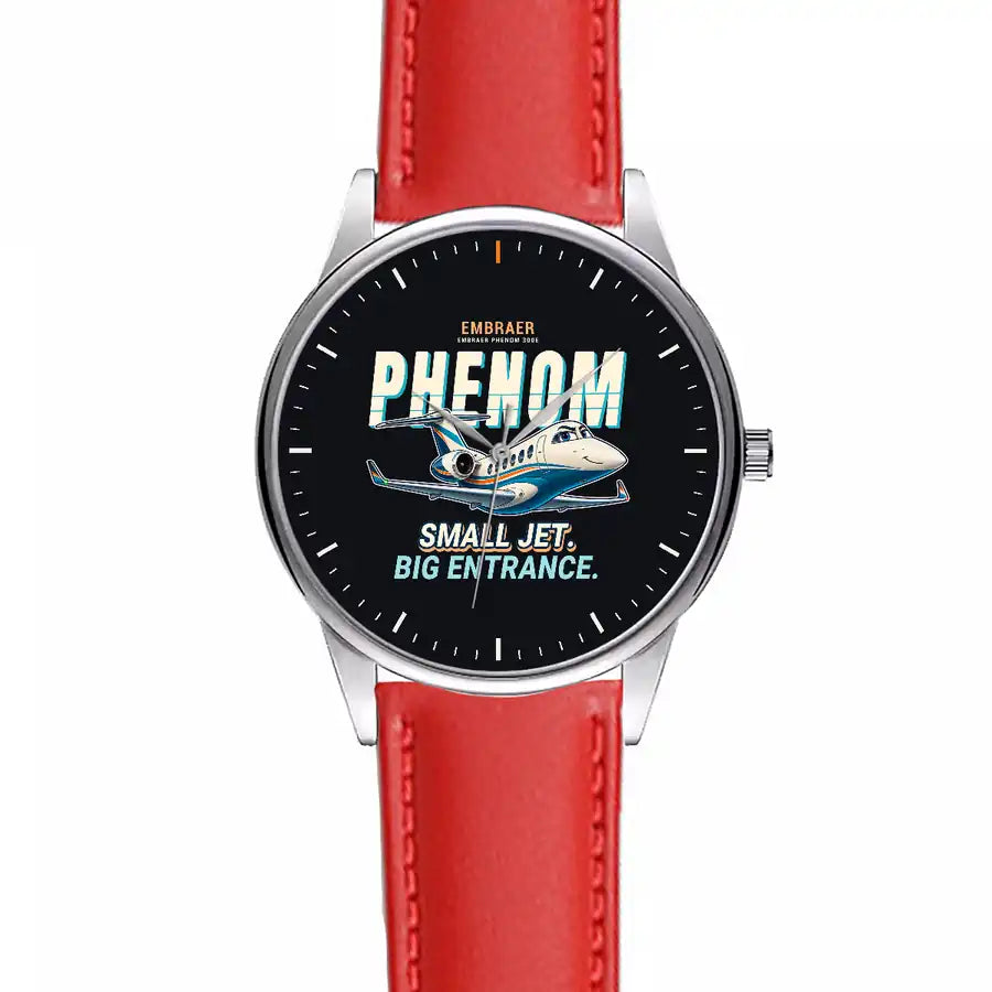 Embraer Phenom 300E - Cartoon - Leather Strap - Red Leather Strap