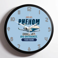 Thumbnail for Embraer Phenom 300E - Cartoon + Name - Framed - Light Blue