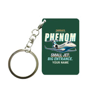 Thumbnail for Embraer Phenom 300E - Cartoon + Name - Key Chain - Dark Green