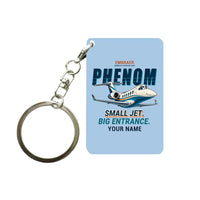 Thumbnail for Embraer Phenom 300E - Cartoon + Name - Key Chain - Light Blue
