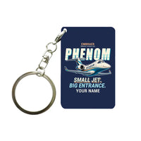 Thumbnail for Embraer Phenom 300E - Cartoon + Name - Key Chain - Navy Blue