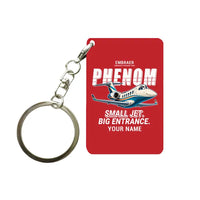 Thumbnail for Embraer Phenom 300E - Cartoon + Name - Key Chain - Red