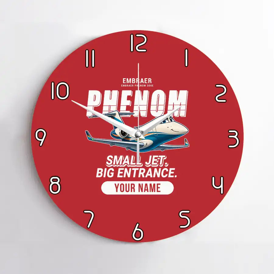 Embraer Phenom 300E - Cartoon + Name - No Frame - Red