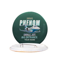 Thumbnail for Embraer Phenom 300E - Cartoon + Name - Pin - Dark Green