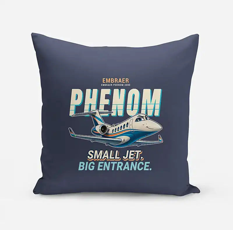 Embraer Phenom 300E - Cartoon - Pillow - Navy Blue