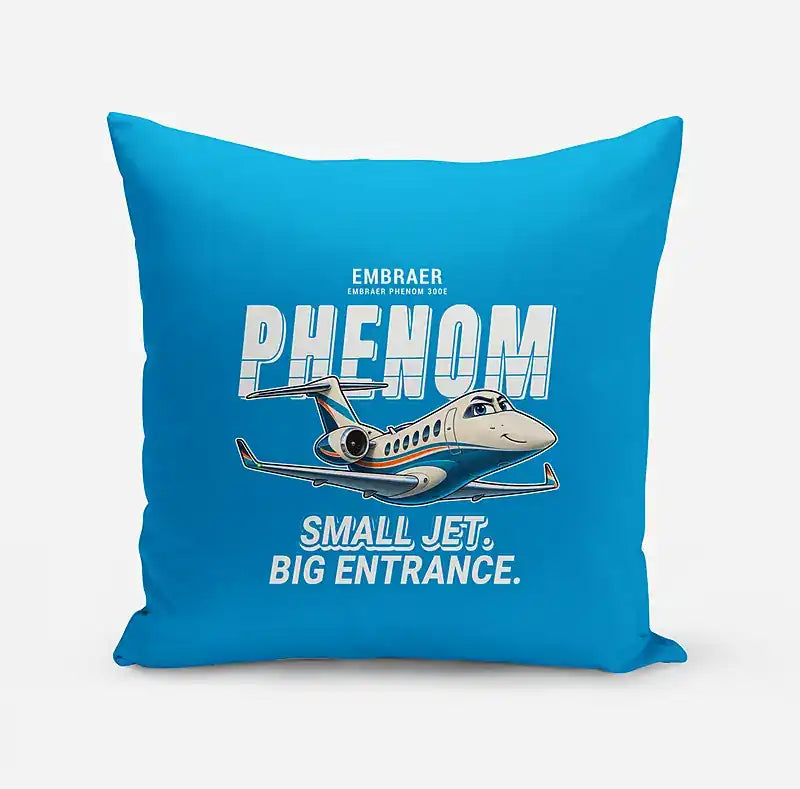 Embraer Phenom 300E - Cartoon - Pillow - Turquoise