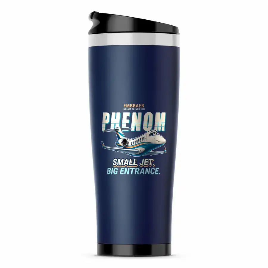 Embraer Phenom 300E - Cartoon - Stainless Steel (No Holder) - Dark Blue
