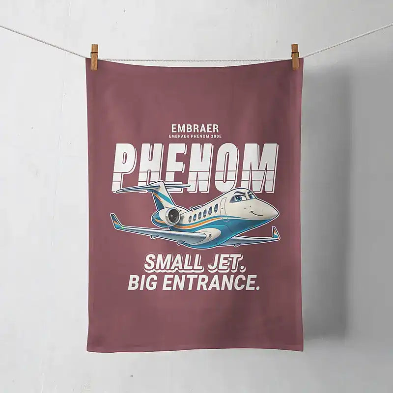 Embraer Phenom 300E - Cartoon - Towel - Dark Red