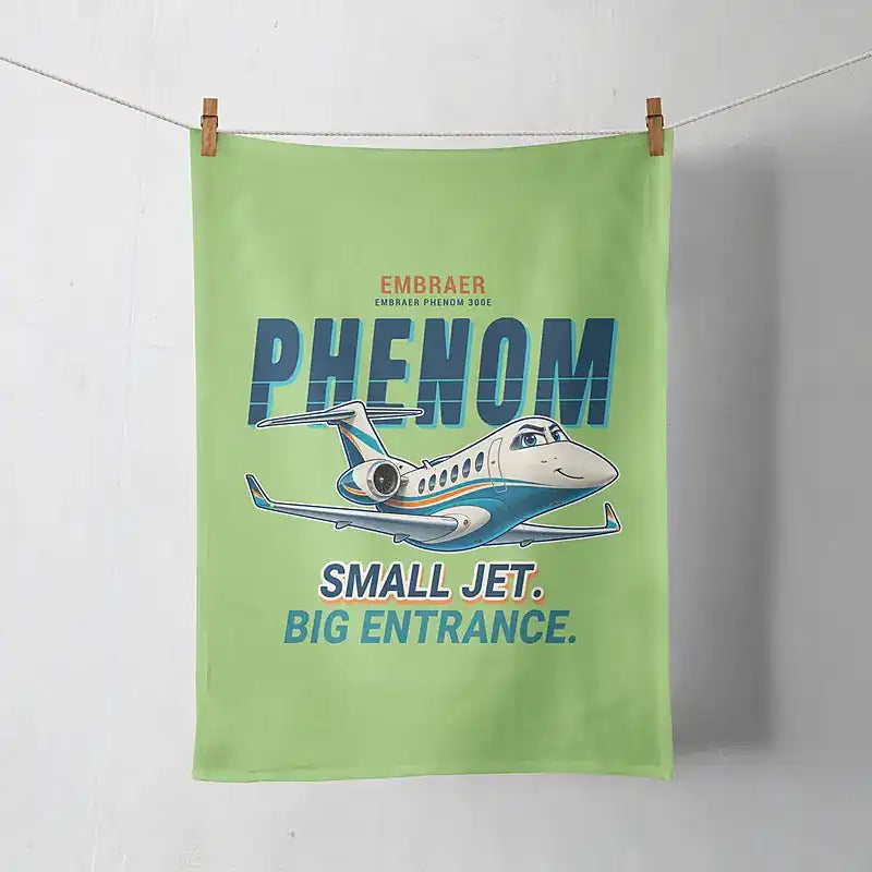 Embraer Phenom 300E - Cartoon - Towel - Light Green