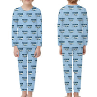 Thumbnail for Embraer Phenom 300E - Children Pajamas - Cartoon Pattern - Light Blue
