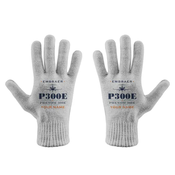Embraer Phenom 300E - Gloves - Full - Heritage + Name - Light Gray
