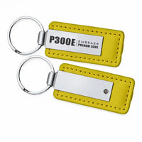 Thumbnail for Embraer Phenom 300E - Leather Key Chain - Faux Leather - Tag - Yellow