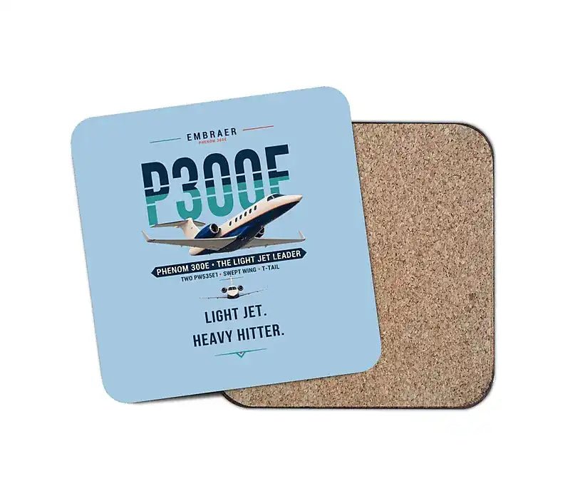 Embraer Phenom 300E - Original - Coaster - Light Blue